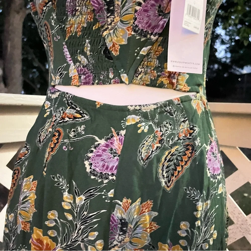 Equipment Femme Everett Eden Multi Floral Sleeveles Scoop Maxi Dress Green 0 NEW - Picture 6 of 15